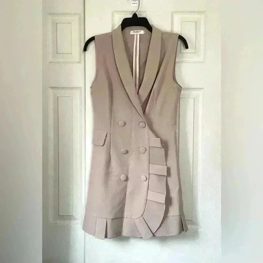 ELENZA By L&L Double Breasted Elegant Vest Dress Size Small